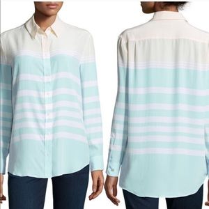 Equipment Tops - •Equipment• Silk Colorblock Striped Reese Shirt Equipment Tops - •Equipment• Silk Colorblock Striped Reese Shirt